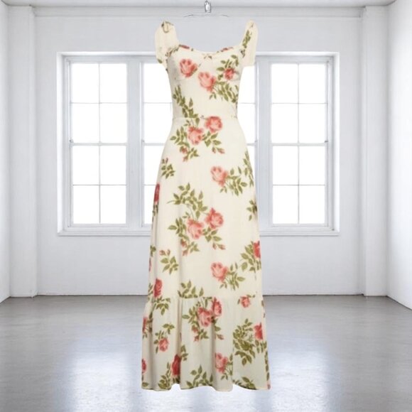 Reformation Dresses & Skirts - Reformation - Ivory w/ Rose & Ivy Print Sleeveless “Nikita” Dress Size 8